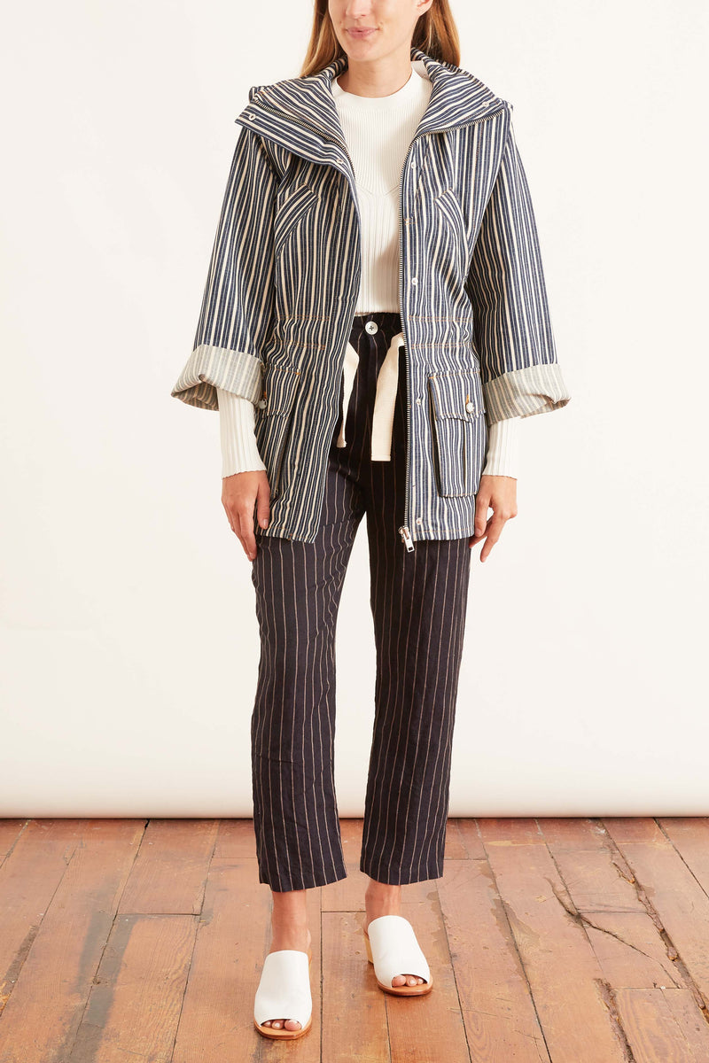 Ganni Mixed Striped Denim Jacket in ...